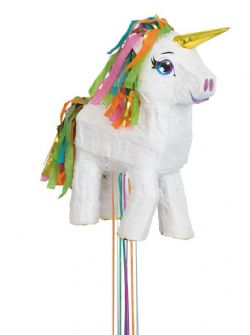 PINATA LICORNE BLANCHE AVEC CHEVEUX COLORÉS 12.25 X 5.5 X 18.5PO